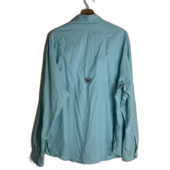 Columbia PFG Shirt Mens Large Blue Omni-Shade Fishing Long Sleeve UPF Quick Dry - Picture 10 of 11